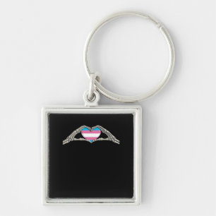 Bone Hands Heart Transgender Goth Key Ring