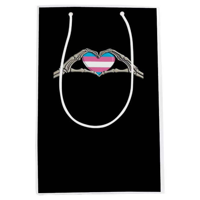 Bone Hands Heart Transgender Goth Medium Gift Bag (Front)