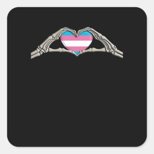 Bone Hands Heart Transgender Goth Minimal Style Square Sticker