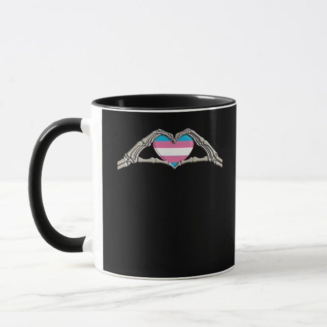 Bone Hands Heart Transgender Goth Mug (Left)