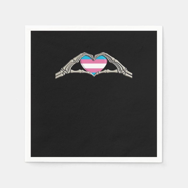 Bone Hands Heart Transgender Goth Napkin (Front)