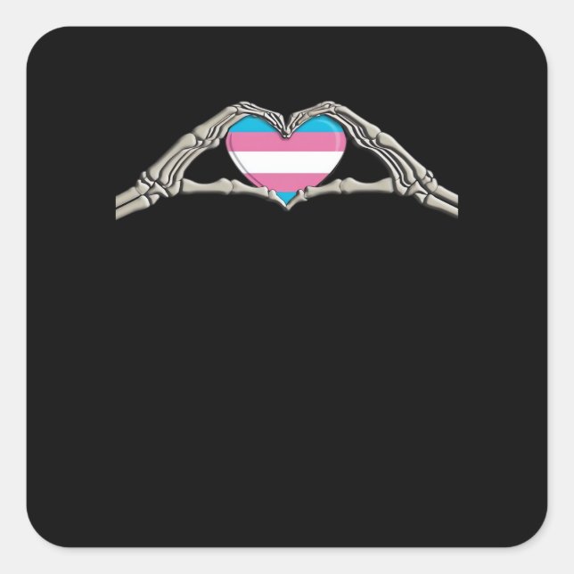 Bone Hands Heart Transgender Goth Square Sticker (Front)