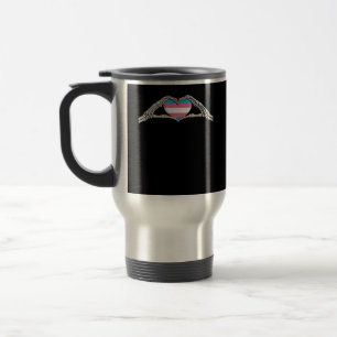 Bone Hands Heart Transgender Goth Travel Mug