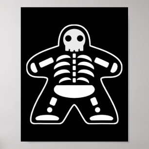 Bone Meeple Skeleton Halloween Board Gamer Gift Poster
