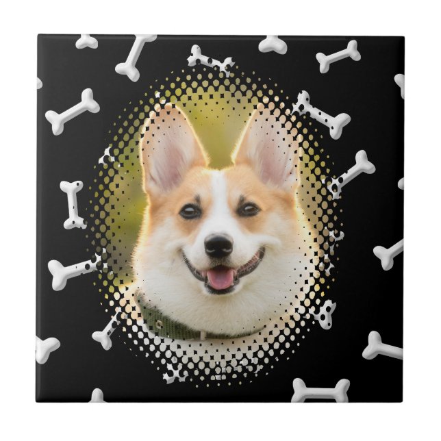 Bone Pattern Dog Frame Print Tile (Front)
