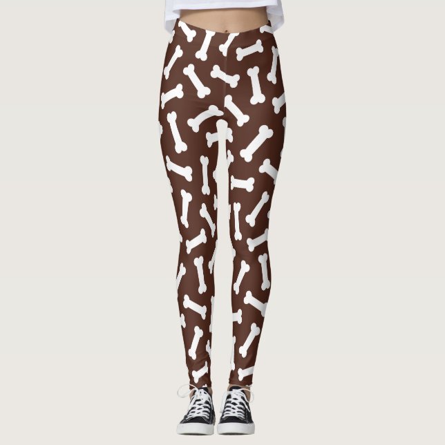 Bone Silhouettes – Minimal Dog Design Leggings (Front)