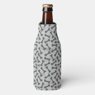 Bone Texture Pattern Greyscale Bottle Cooler