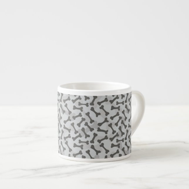 Bone Texture Pattern Greyscale Espresso Cup (Front Right)