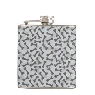 Bone Texture Pattern Greyscale Hip Flask