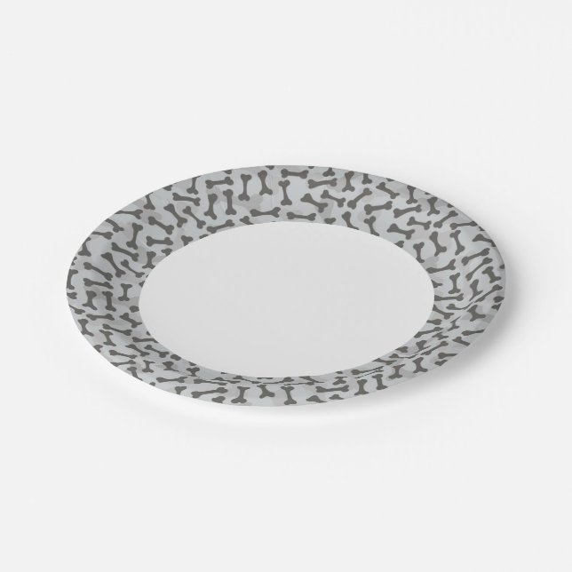 Bone Texture Pattern Greyscale Paper Plate (Angled)