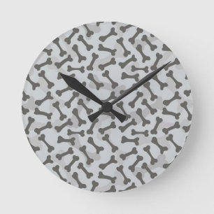 Bone Texture Pattern Greyscale Round Clock