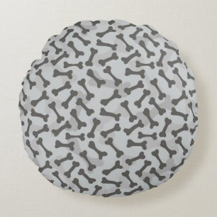 Bone Texture Pattern Greyscale Round Cushion