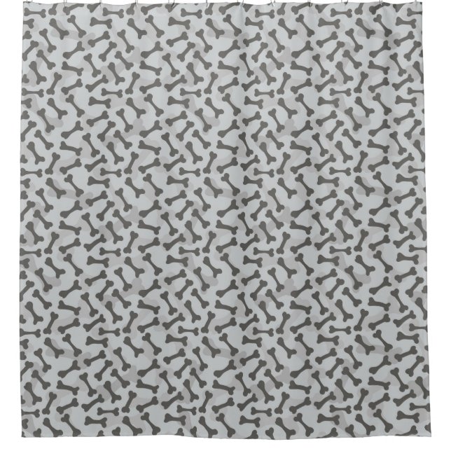 Bone Texture Pattern Greyscale Shower Curtain (Front)