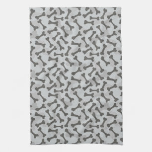 Bone Texture Pattern Greyscale Tea Towel
