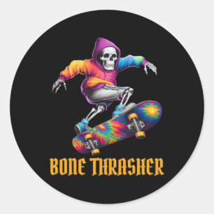 Bone Thrasher Skeleton Halloween Costume Classic Round Sticker