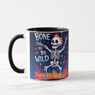Bone to Be Wild Dancing Skeleton Halloween Mug