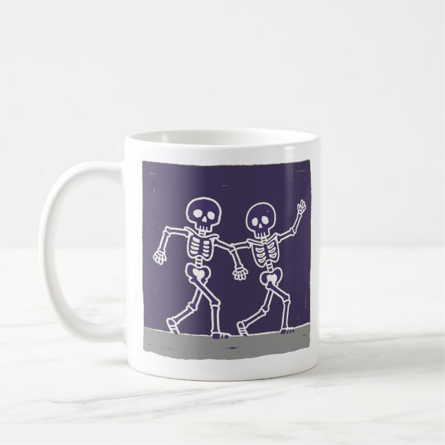 Bone to Be Wild Funny Dancing Skeleton Halloween Coffee Mug (Left)