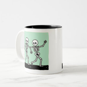 Bone to Be Wild Funny Dancing Skeleton Halloween Two-Tone Coffee Mug