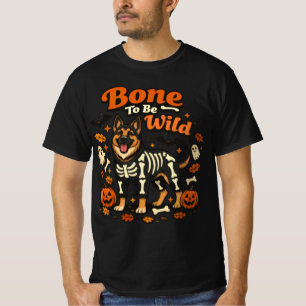 Bone To Be Wild Funny German Shepherd Halloween Sk T-Shirt