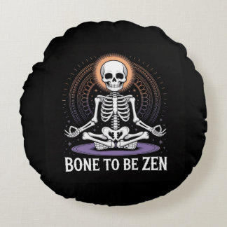 Bone to Be Zen – Skeleton Meditation Yoga Decor Round Cushion