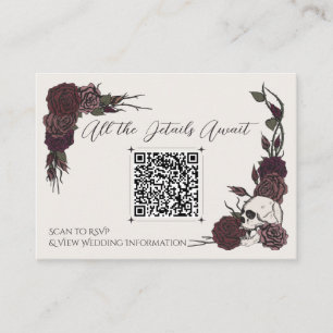 Bone White and Burgundy Skull QR Card