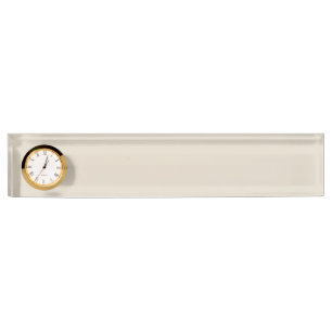 Bone White Desk Name Plate with Clock