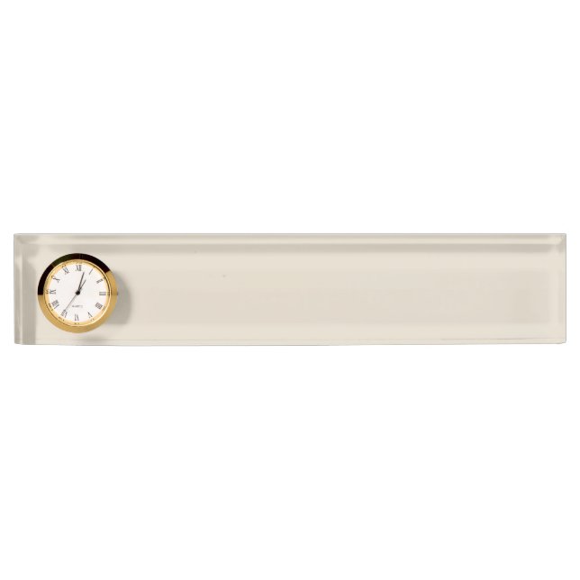 Bone White Desk Name Plate with Clock (Front)