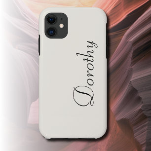 Bone White Solid Colour Minimalist Name iPhone 11 Case