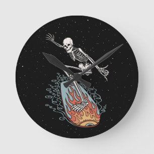 Bonehead Board Dude Round Clock