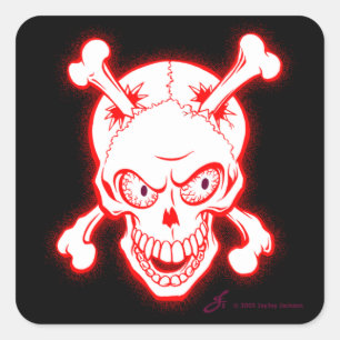Bonehead Skull Square Sticker
