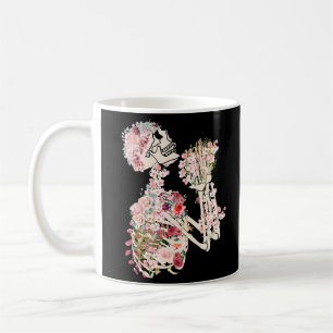 Bones and Botany Skeleton and Flowers Coffee Mug