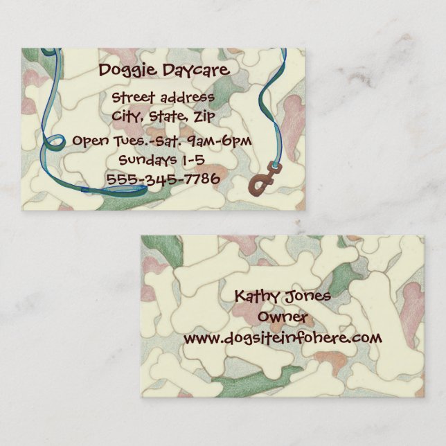 Bones and Leash Pet Dogs Business Card (Front/Back)