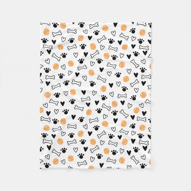 Bones, Balls, Hearts and Paws  Fleece Blanket (Front)