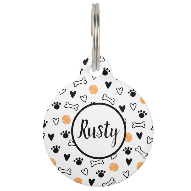 Bones, Balls, Hearts and Paws Pet Tag (Front)