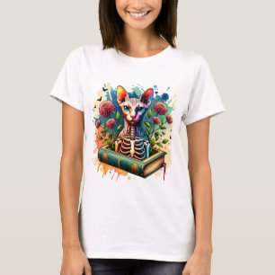 Bones Botany Sphynx Cat Skeleton Book Women's  T-Shirt