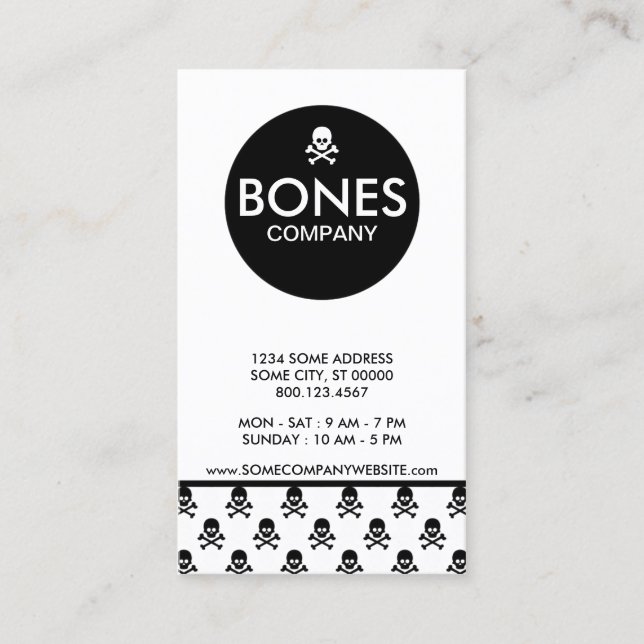 bones company centre stripe business card (Front)