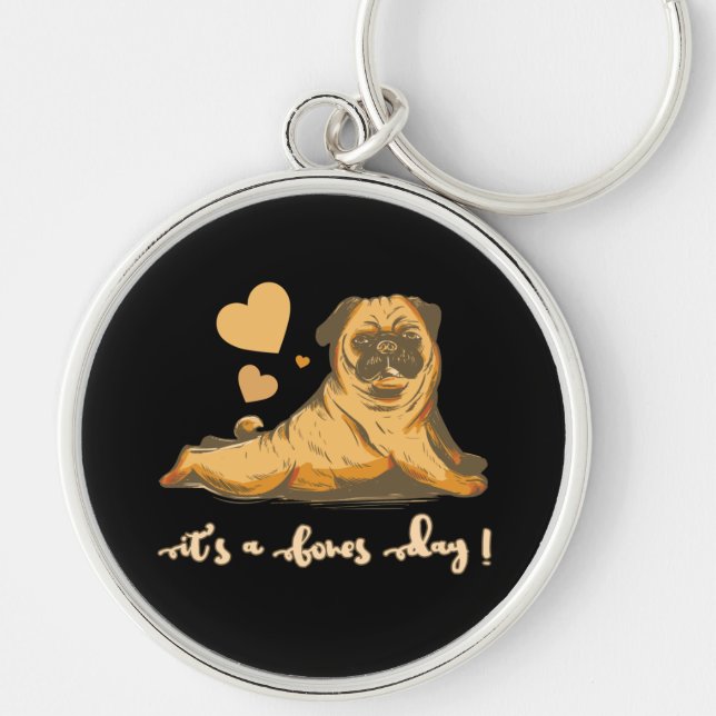 Bones Day - Pug Good Mood Key Ring (Front)