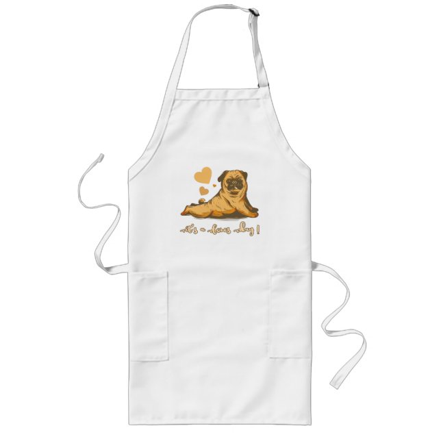Bones Day Pug with Good Mood Long Apron (Front)