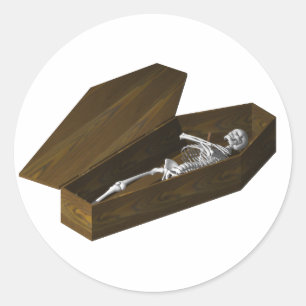 Bones in a Coffin: Halloween: Classic Round Sticker