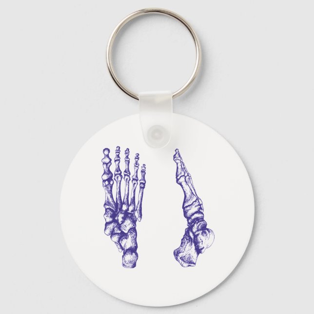 Bones of the feet - blue key ring (Front)