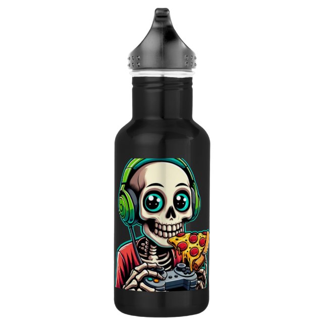 Bones, Pizza, and Games: When a Skeleton Know 532 Ml Water Bottle (Right)