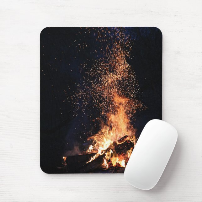 Bonfire at Night in Camp Mouse Mat (With Mouse)