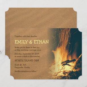 Bonfire Beach Wedding Invitation