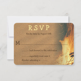 Bonfire Beach Wedding RSVP Enclosure Invitation