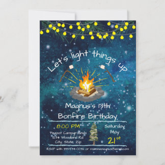 Bonfire Birthday 5x7 Invitation