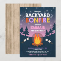 Bonfire Birthday Invitation Bonfire Camping Party