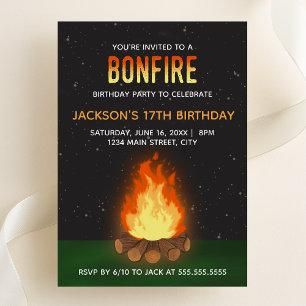 Bonfire Birthday Party Invitation