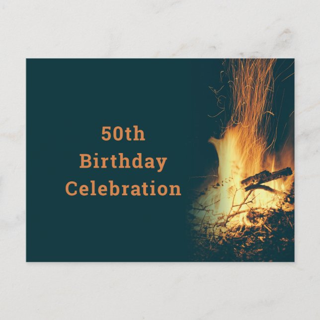 Bonfire Birthday Party Invitation Postcard (Front)