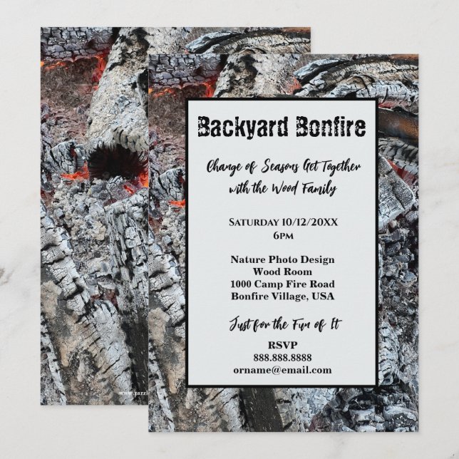 BONFIRE CAMPFIRE FIREPIT FIRE PHOTO INVITATION (Front/Back)