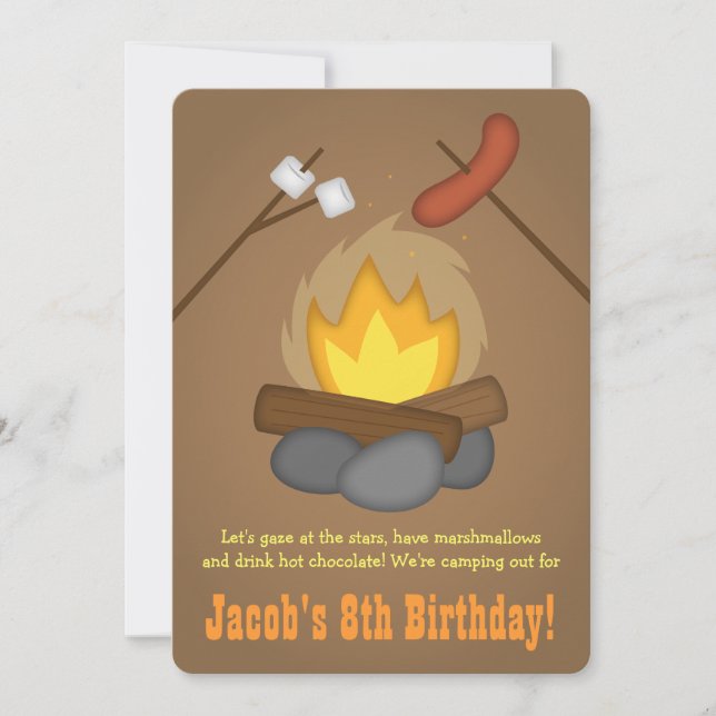 Bonfire Camping Birthday Party Invitation (Front)